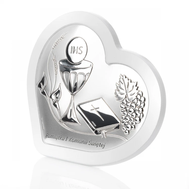 Silver Picture Heart - First Holy Communion Keepsake - size 19x17cm - 6685S/3W