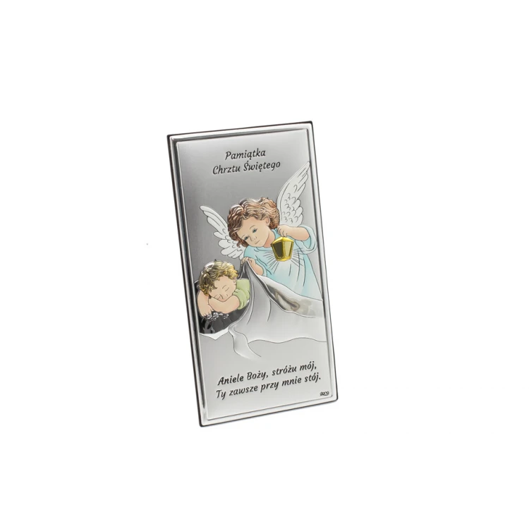 Silver Picture Angel Baptism Souvenir size 8x15cm - DS01/2C