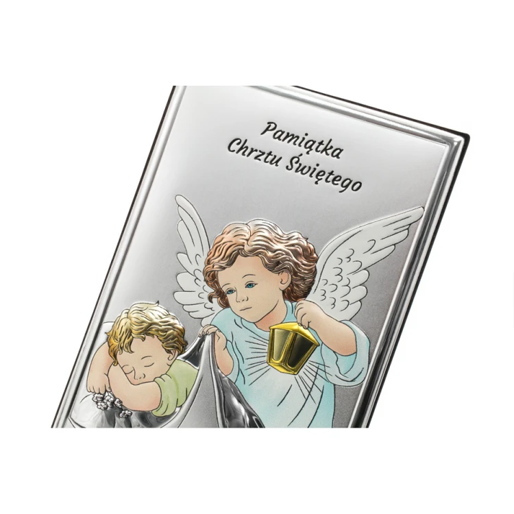 Silver Picture Angel Baptism Souvenir size 8x15cm - DS01/2C