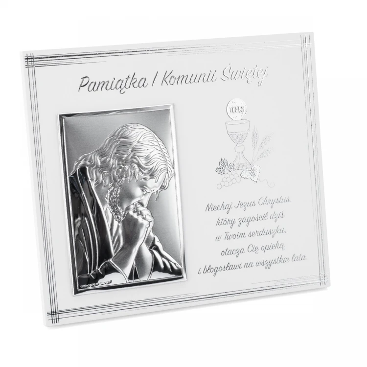 Silver Picture with the Image of Jesus - First Holy Communion Souvenir - size 15x13cm - 6611F