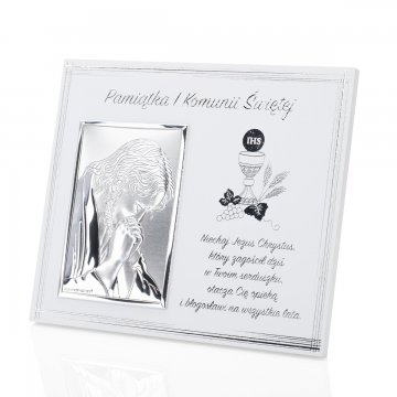 Silver Picture with the Image of Jesus - First Holy Communion Souvenir - size 15x13cm - 6611F