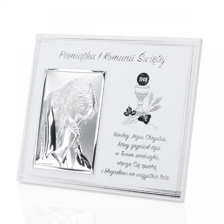Silver Picture with the Image of Jesus - First Holy Communion Souvenir - size 15x13cm - 6611F