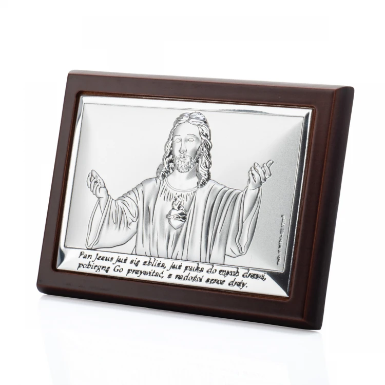 Silver Picture with the Image of Jesus - First Holy Communion Souvenir - size 10.5x7.5cm - 6621/2WM