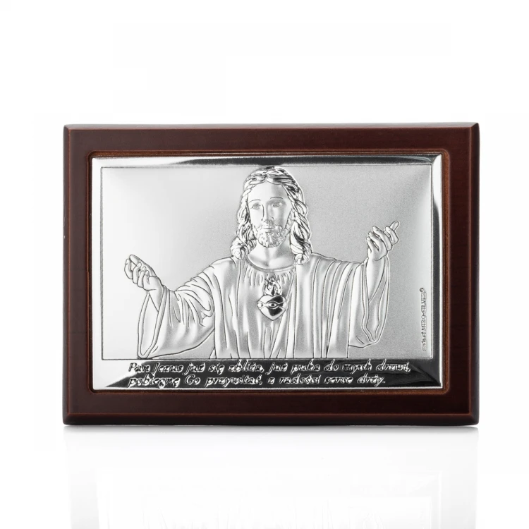 Silver Picture with the Image of Jesus - First Holy Communion Souvenir - size 10.5x7.5cm - 6621/2WM