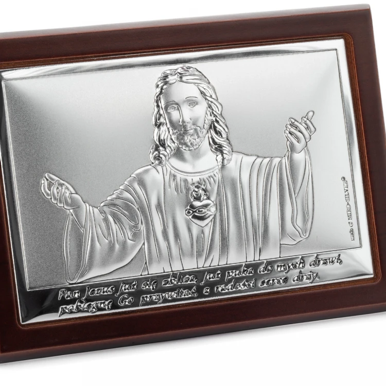 Silver Picture with the Image of Jesus - First Holy Communion Souvenir - size 10.5x7.5cm - 6621/2WM