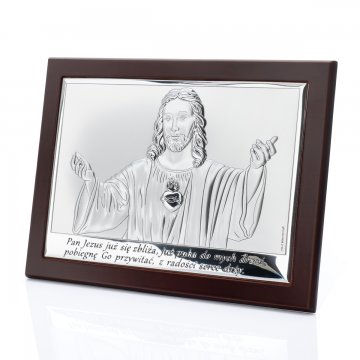 Silver Picture with the Image of Jesus - First Holy Communion Souvenir - size 20x15cm - 6621/3WM