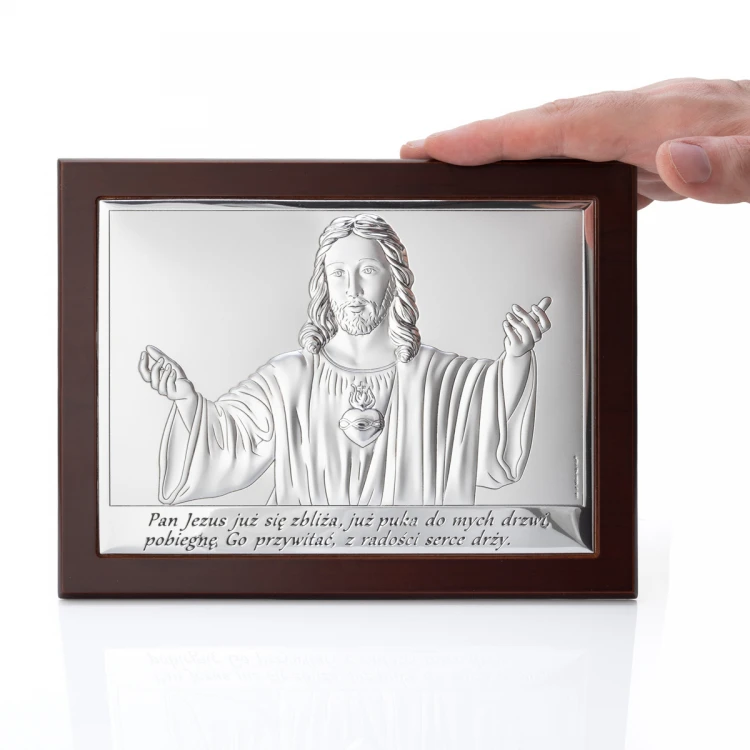 Silver Picture with the Image of Jesus - First Holy Communion Souvenir - size 20x15cm - 6621/3WM