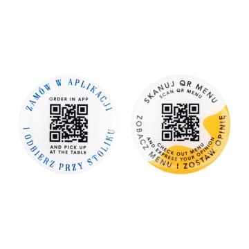 Round menu with QR code - HIPS material with doming - diam. 50mm - MEN026
