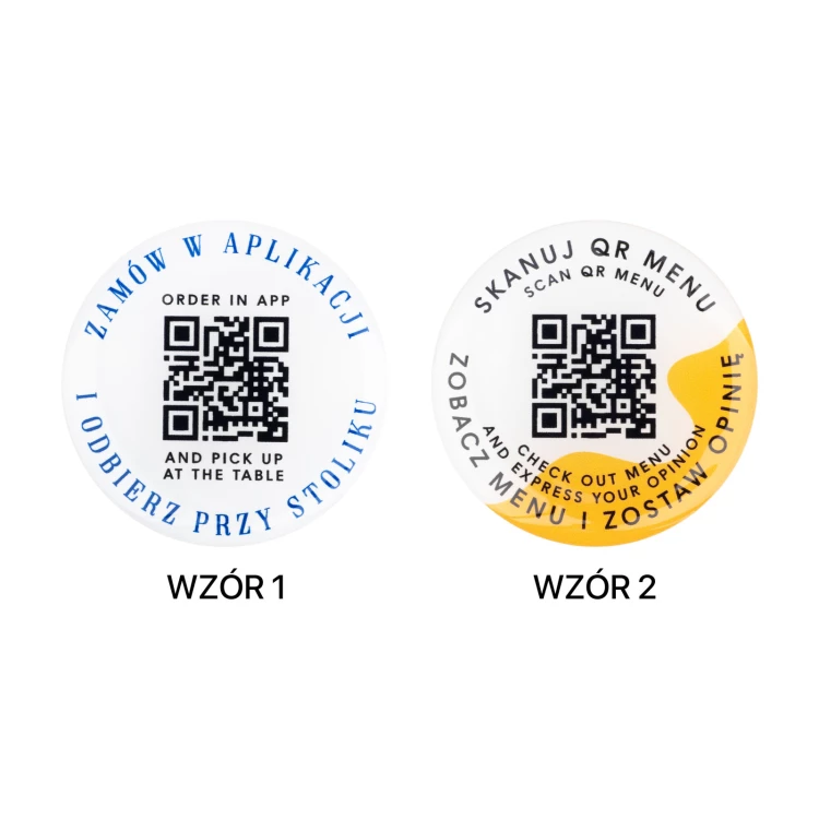 Round menu with QR code - HIPS material with doming - diam. 50mm - MEN026