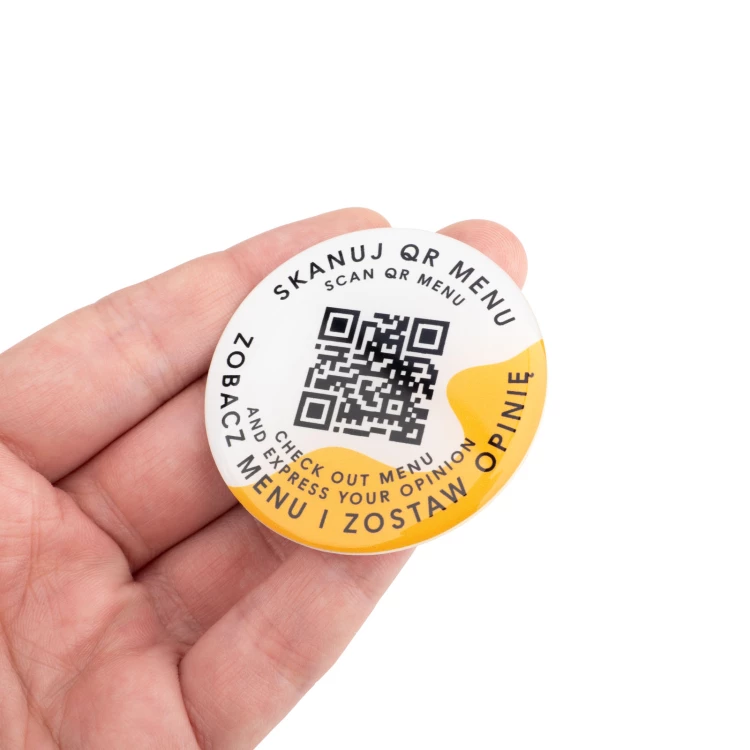 Round menu with QR code - HIPS material with doming - diam. 50mm - MEN026