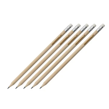 Round Wooden Pencils with Eraser and Engraving - Natur - OW001