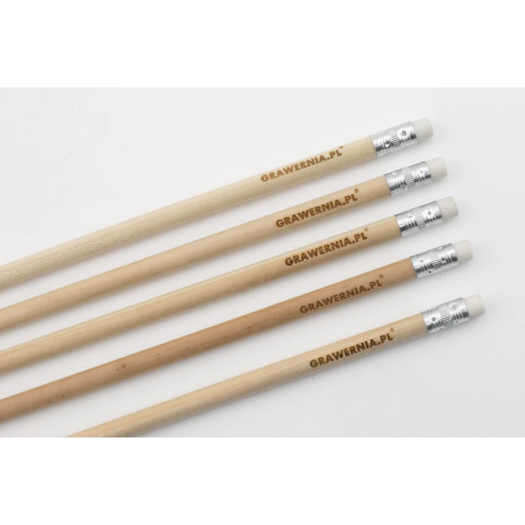 Round Wooden Pencils with Eraser and Engraving - Natur - OW001