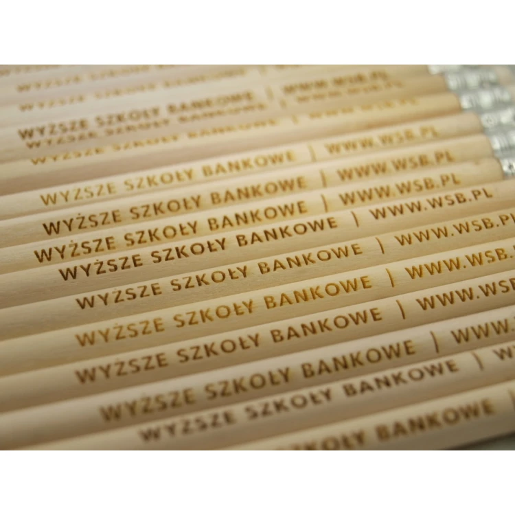 Round Wooden Pencils with Eraser and Engraving - Natur - OW001