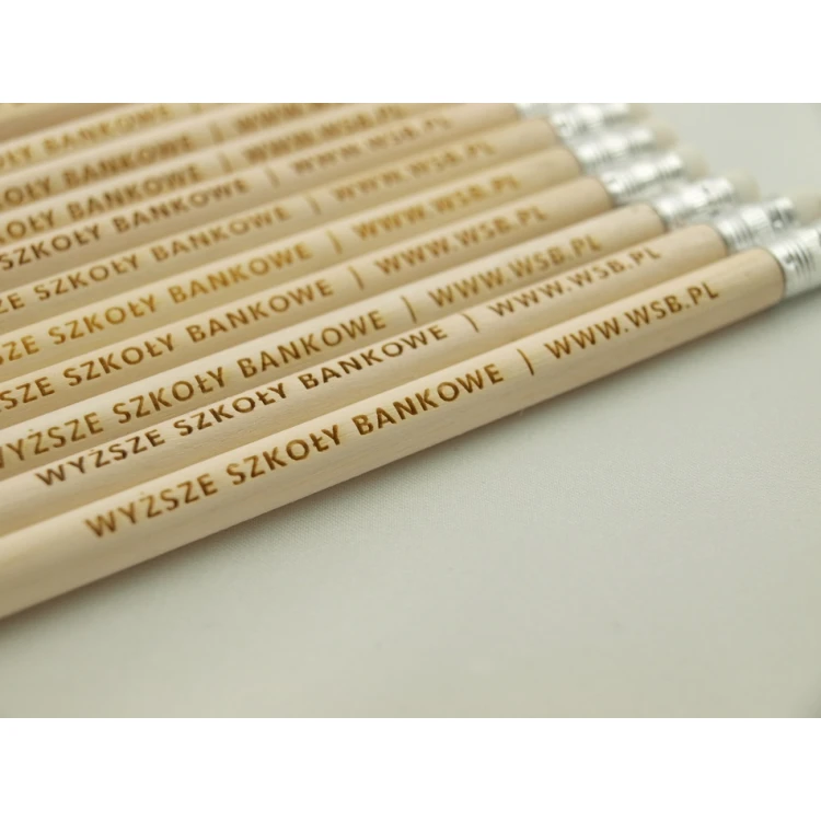Round Wooden Pencils with Eraser and Engraving - Natur - OW001