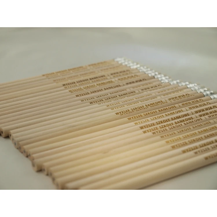 Round Wooden Pencils with Eraser and Engraving - Natur - OW001