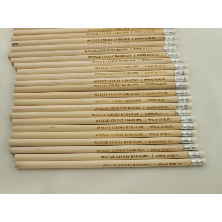 Round Wooden Pencils with Eraser and Engraving - Natur - OW001