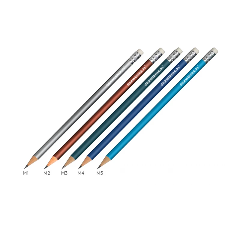 Wooden Pencils with Eraser and Engraving or UV Print - Metallic - OW002