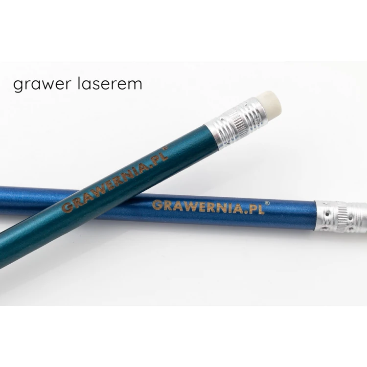 Wooden Pencils with Eraser and Engraving or UV Print - Metallic - OW002