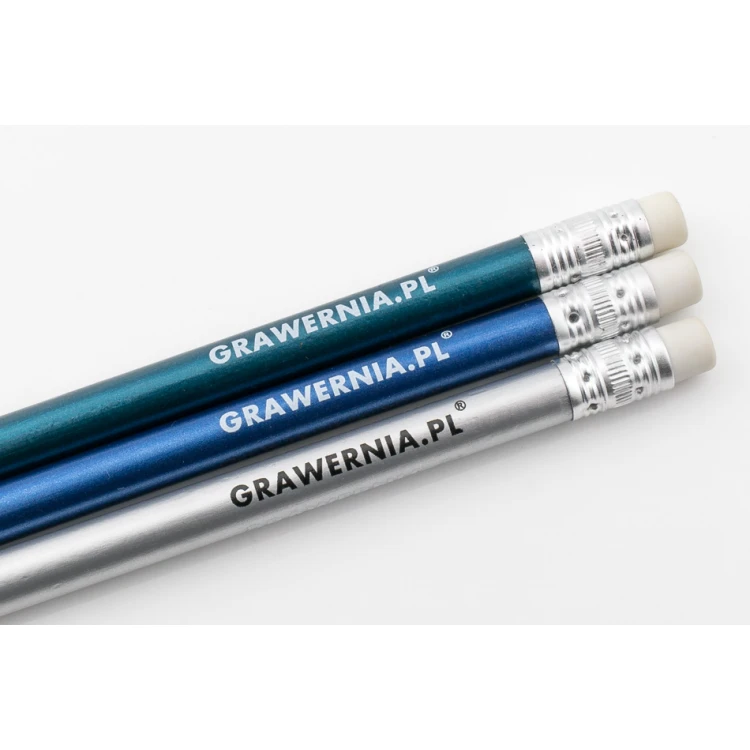 Wooden Pencils with Eraser and Engraving or UV Print - Metallic - OW002