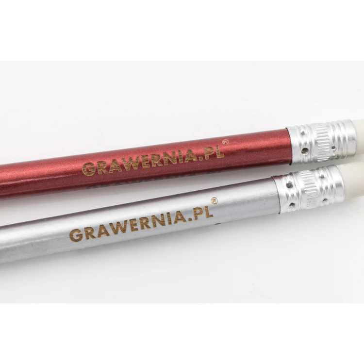Wooden Pencils with Eraser and Engraving or UV Print - Metallic - OW002