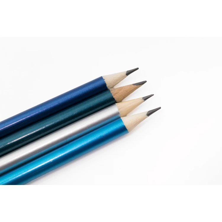 Wooden Pencils with Eraser and Engraving or UV Print - Metallic - OW002