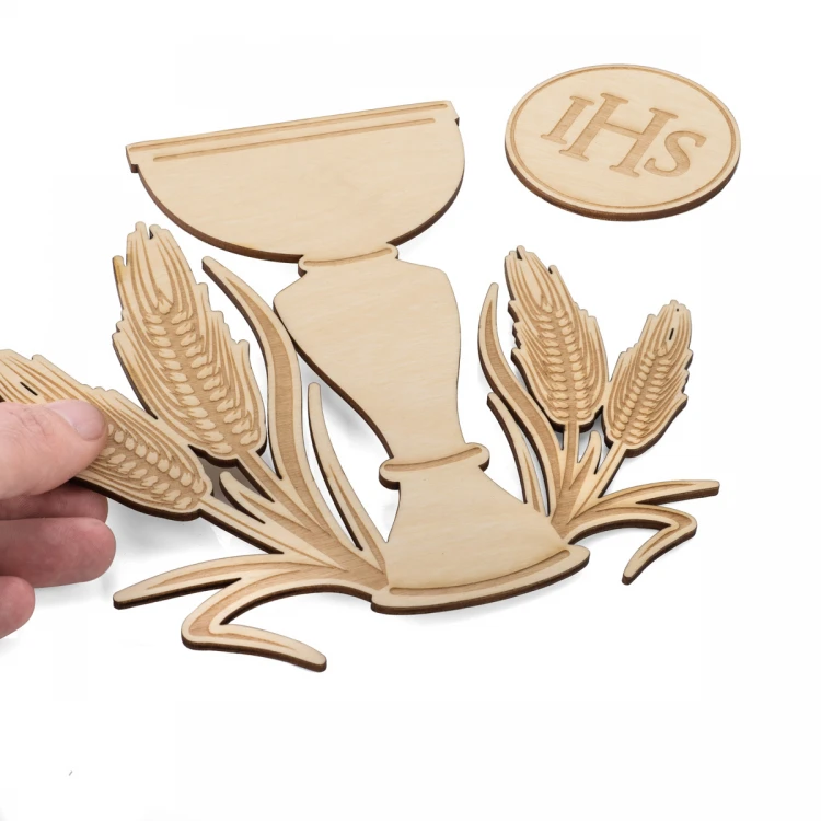 Communion Ornament - Host with Chalice made of Birch Plywood - size 233x270mm - KOM015