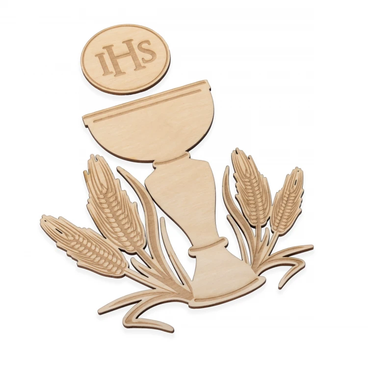 Communion Ornament - Host with Chalice made of Birch Plywood - size 233x270mm - KOM015