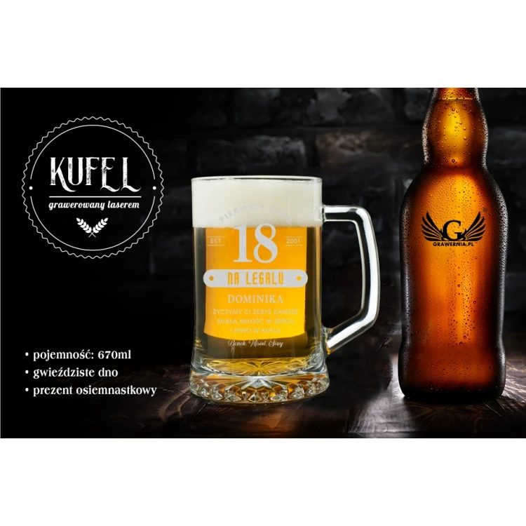 Eighteenth Birthday Beer Mug with Engraving - First Legal Beer - MUG009