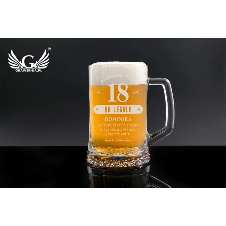 Eighteenth Birthday Beer Mug with Engraving - First Legal Beer - MUG009