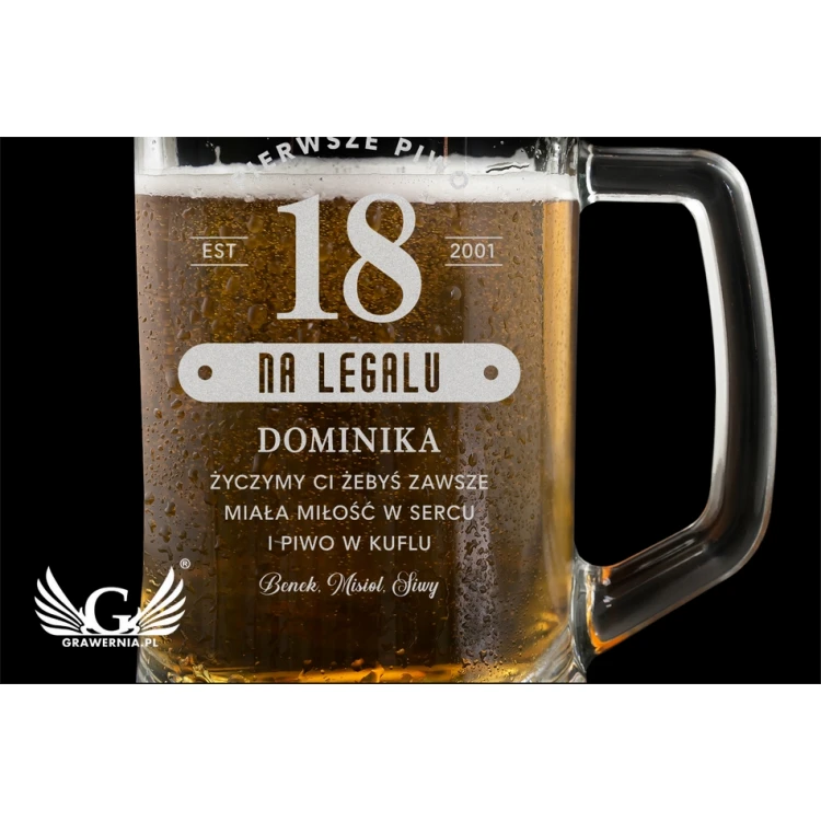 Eighteenth Birthday Beer Mug with Engraving - First Legal Beer - MUG009