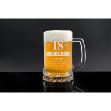 Eighteenth Birthday Beer Mug with Engraving - First Legal Beer - MUG009
