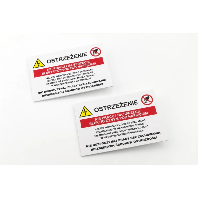 Warning, do not work on live electrical equipment - size 150x100mm - PVC - UV print - BHP192