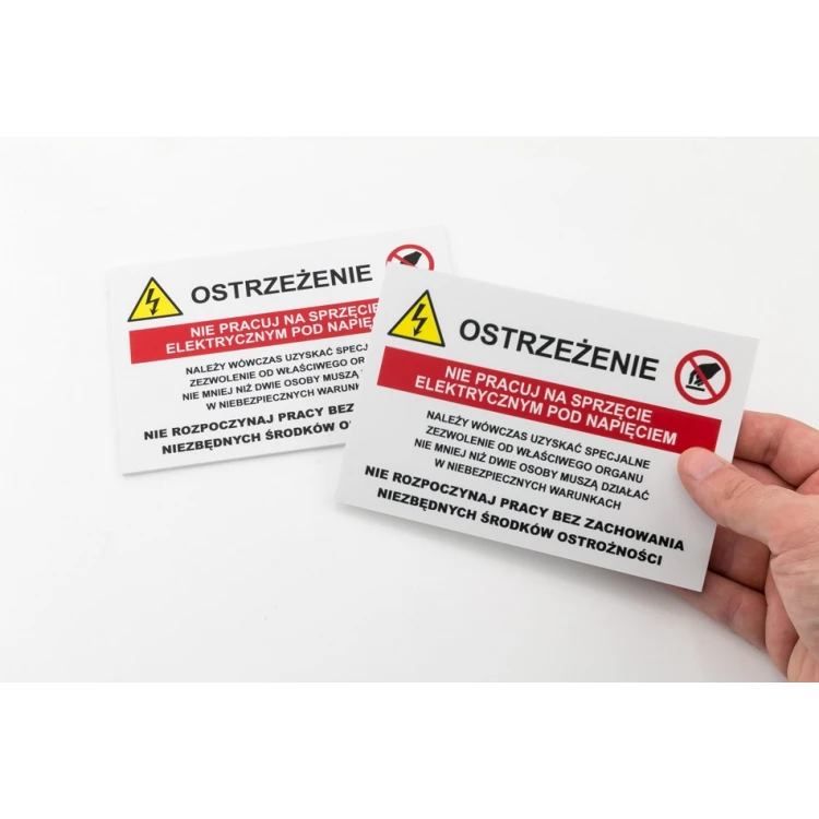 Warning, do not work on live electrical equipment - size 150x100mm - PVC - UV print - BHP192