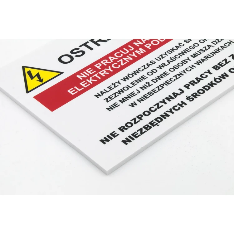 Warning, do not work on live electrical equipment - size 150x100mm - PVC - UV print - BHP192