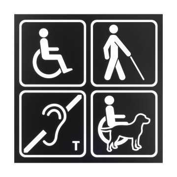 Signs for Disabled People - Matte Black Acrylic Plaque - Size 300x300mm - TAB579