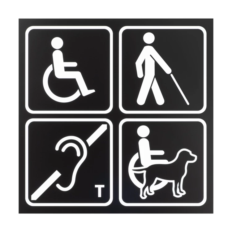 Signs for Disabled People - Matte Black Acrylic Plaque - Size 300x300mm - TAB579