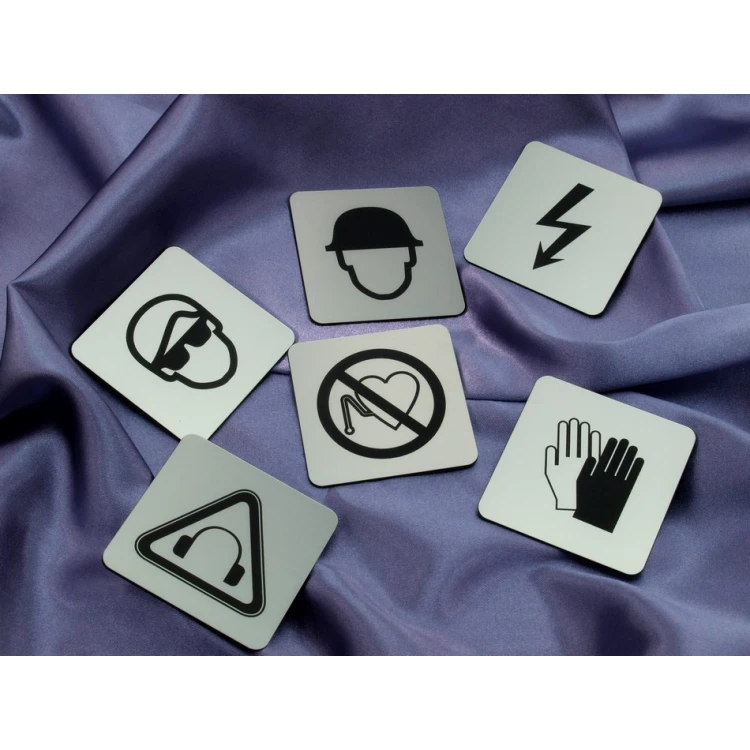 Safety Signage - Plaque with Pictograms - 60x60mm