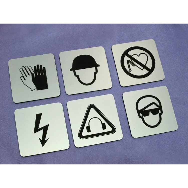 Safety Signage - Plaque with Pictograms - 60x60mm