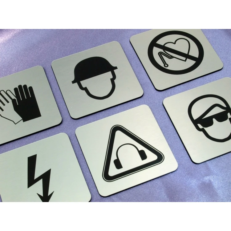 Safety Signage - Plaque with Pictograms - 60x60mm
