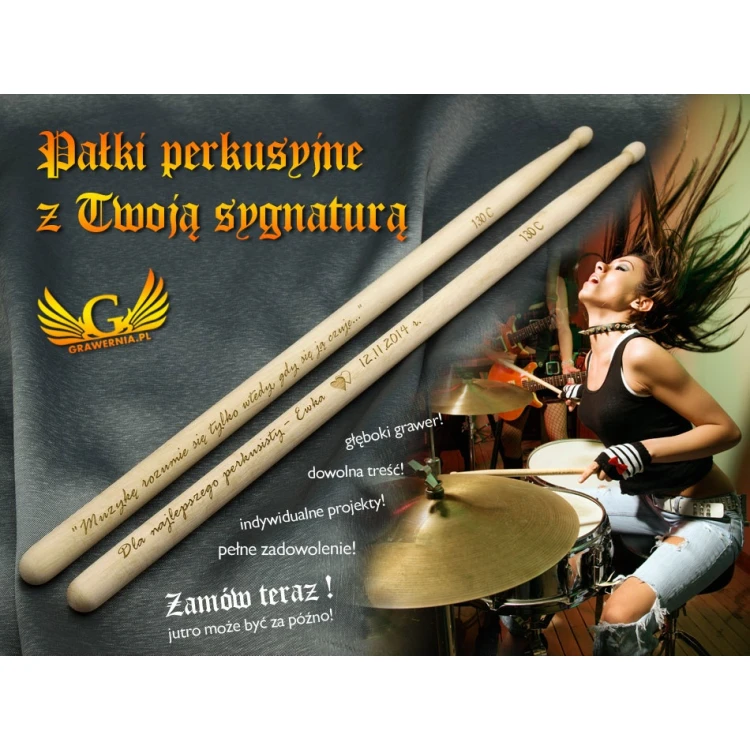 Drumsticks with your signature - gift for a drummer - 130C