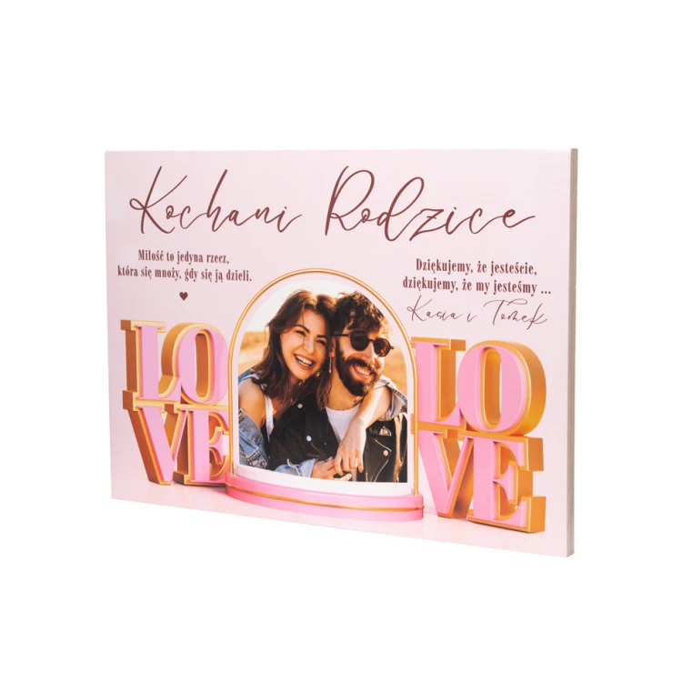 Souvenir thank you gift for parents with photo on board - LOVE - PDR024