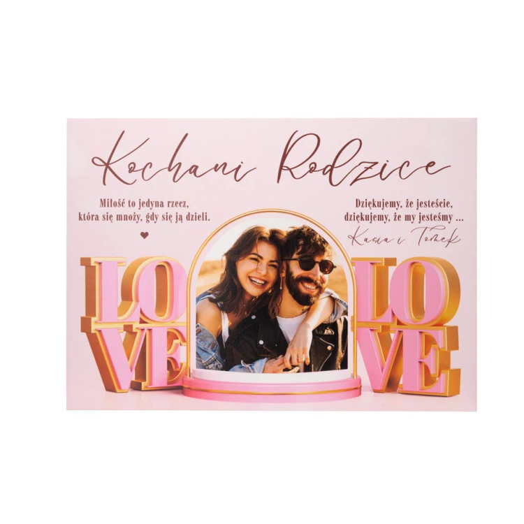 Souvenir thank you gift for parents with photo on board - LOVE - PDR024
