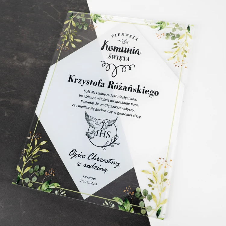 First Holy Communion Souvenir made of Plexi - UV Print - KOM021