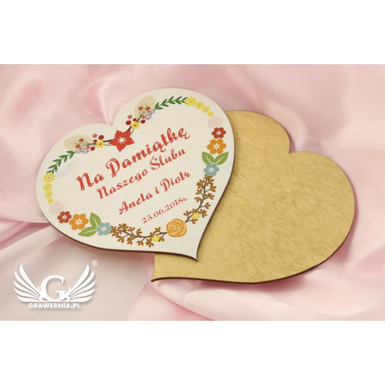 Wedding Souvenir - Thank You for Guests - Wooden Heart - UV Print