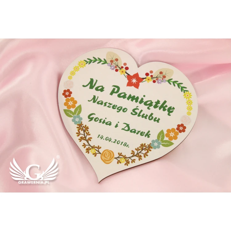 Wedding Souvenir - Thank You for Guests - Wooden Heart - UV Print