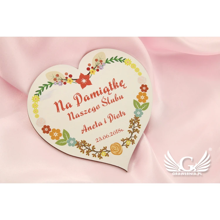 Wedding Souvenir - Thank You for Guests - Wooden Heart - UV Print