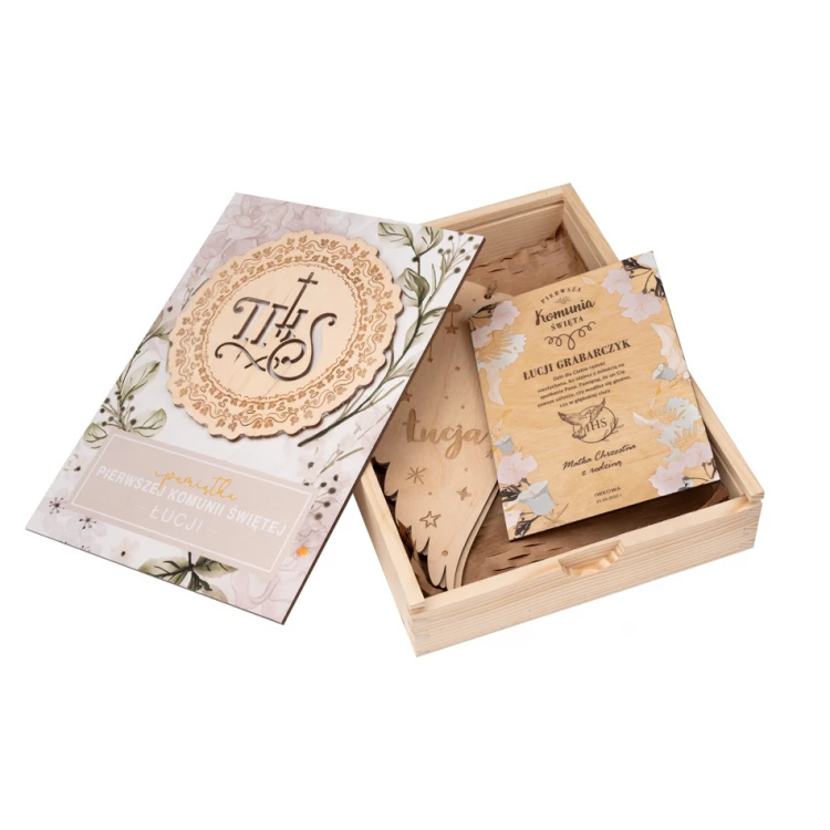 Communion Gift - prayer, greeting card, wooden box - COM013