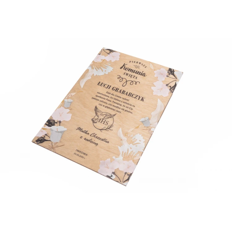 Communion Gift - prayer, greeting card, wooden box - COM013
