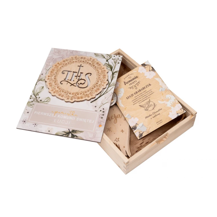 Communion Gift - Silver Picture, Prayer, Greeting Card, Wooden Box - COM014