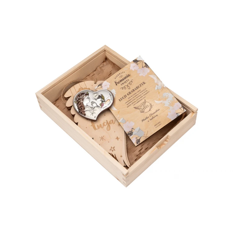 Communion Gift - Silver Picture, Prayer, Greeting Card, Wooden Box - COM014